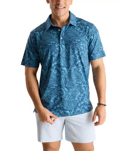 Chubbies The Dyed and True Polo Shirt Mens Small Navy Tropical Print Golf UPS961