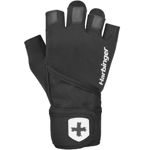Harbinger Pro Wristwrap Weightlifting Gloves Unisex L Black Activewear UPS1230