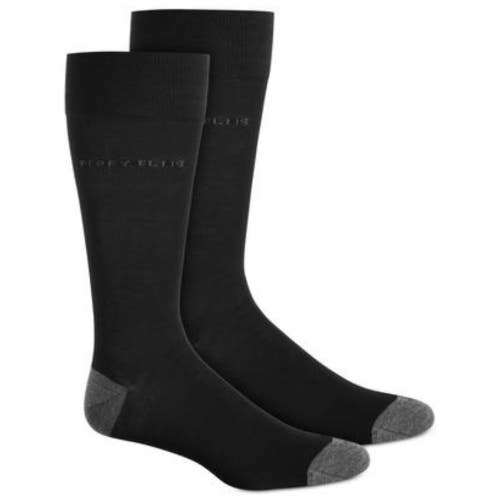 Perry Ellis Portfolio H859601 Crew Socks Men's Black Stretch Full Toe UPS1001
