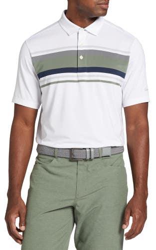 Walter Hagen Performance 11 Polo Shirt Men's Small White Striped Golf UPS1104