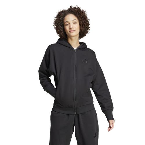 Adidas All Szn Hoodie Women's XS Black Fleece Pockets Full Zip Sportswear UPS956