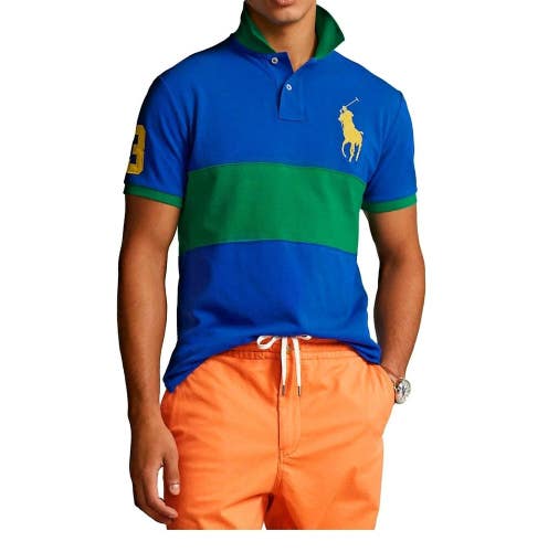 Polo Ralph Lauren Polo Shirt Mens S Blue Cotton Pony Logo Custom Slim Fit UPS998