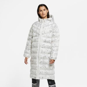 Nike Sportswear Parka Jacket Women's XS White Marble Inuslated Full Zip UPS1198
