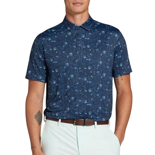 Walter Hagen Performance 11 Polo Shirt Men's S Blue Printed Short Sleeve UPS1097