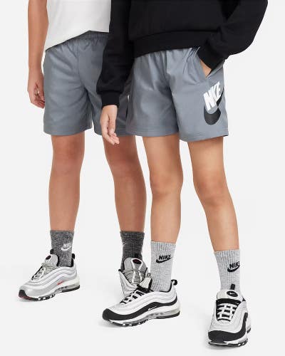 Nike Sportswear Shorts Kid Small Smoke Gray Woven Drawstring Waist Active UPS988