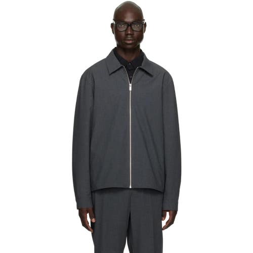 Calvin Klein Melange Shirt Jacket Men's Medium Gray Long Sleeve Full Zip UPS1225