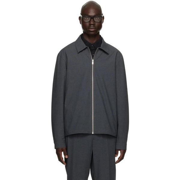 Calvin Klein Melange Shirt Jacket Men's Medium Gray Long Sleeve Full Zip UPS1225