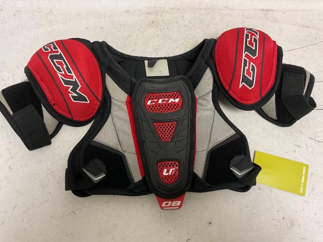 Used CCM U+ 08 Junior Shoulder Pads Grey And Red SM 11855-S000206418