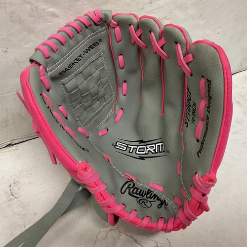 Used Rawlings Storm ST100GP Baseball Glove RH Throw Graphite And Pink 10" 11855-S000206386