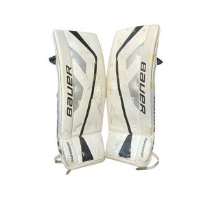 Used Bauer One.5 Step 2 Goalie Leg Pads Junior White And Yellow 25" 11873-s000237209