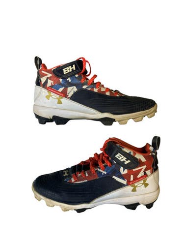Used Under Armour Bb Sb Cleats White Red Navy Junior 06 11873-s000215074