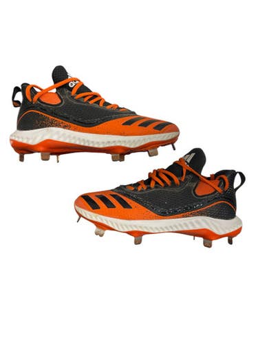 Used Adidas 3 Stripe Metal Bb Sb Cleats Black And Orange Senior 6.5 11873-s000221793