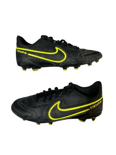 Used Nike Tiempo Soccer Cleats Black And Optic Yellow Junior 03 11873-s000220167