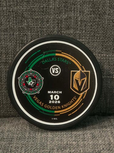 Dallas Stars vs Vegas Golden Knights 3/10/2026 NHL Match Up Hockey Puck New
