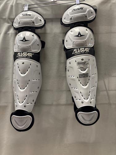 Used All-star Catcher Shins Catchers Leg Guards White Intermed 11490-s000274035