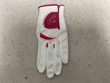 Used Callaway X-tech Womens Golf Glove Pink And White Lg 11855-s000205141