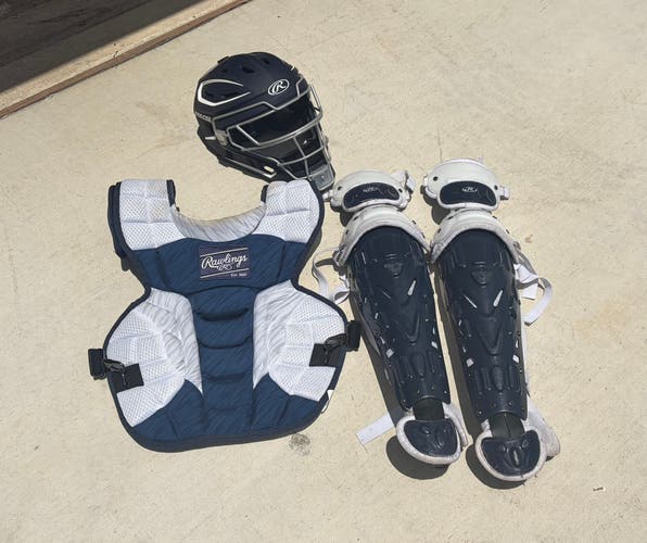 Navy Rawlings Velo 2.0 Catcher's Set (Used)