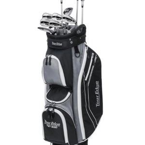 Tour Edge TE-200 Lady Edge Complete Set (11pc, Black/Silver/White, Cart Bag) NEW