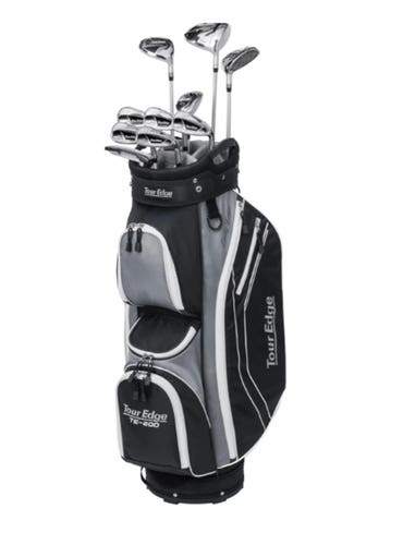 Tour Edge TE-200 Lady Edge Complete Set (11pc, Black/Silver/White, Cart Bag) NEW