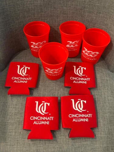 University of Cincinnati Alumni Cups and Koozies Lot of 4 Each Brand New