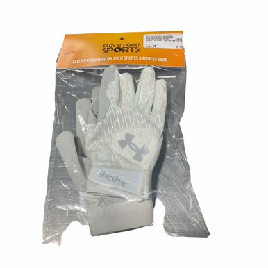 Used Under Armour Bb Sb Batting Gloves White Sm 11834-s000052597