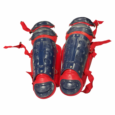 Used Mlb Lg55 Pro Catchers Leg Guards Navy Blue And Red Adult 11834-s000052599