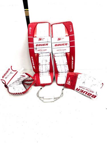 Used Bauer Reactor 5 Pro Sr Gloves Goalie Full Set Inter Red 32" 11860-s000310858