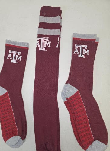 ST9 Mens NCAA TEXAS A&M AGGIES Crew Socks Lot of 3 Pair LARGE New