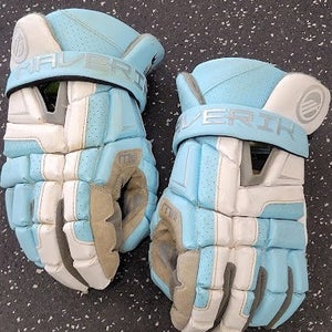 Used Maverik M6 Lacrosse Gloves Mens Carolina Blue And White 13" 11849-S000041593