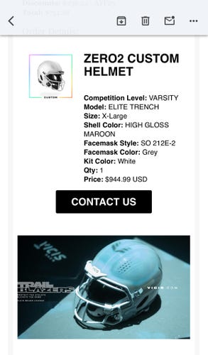 Adult Extra Large Vicis ZERO2 Helmet (New)