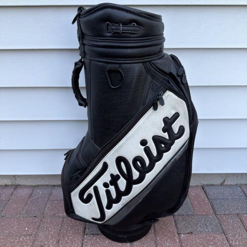 Titleist Staff Caddy Bag Black White Faux Leather 6 Way Dividers