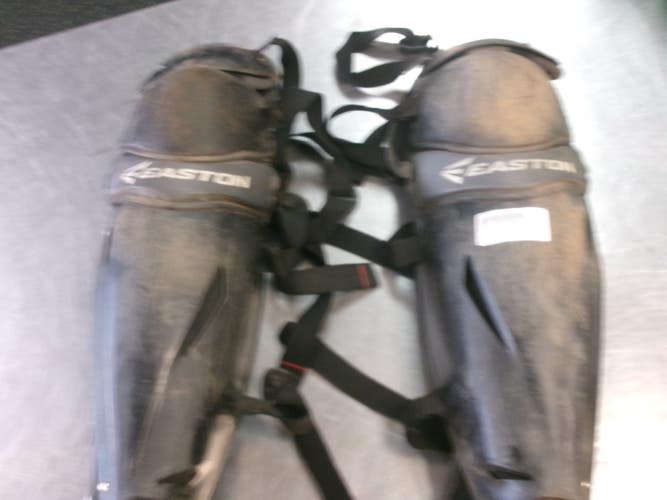Used Easton SHINGUARD Catchers Leg Guards Black Adult 11868-S000070442