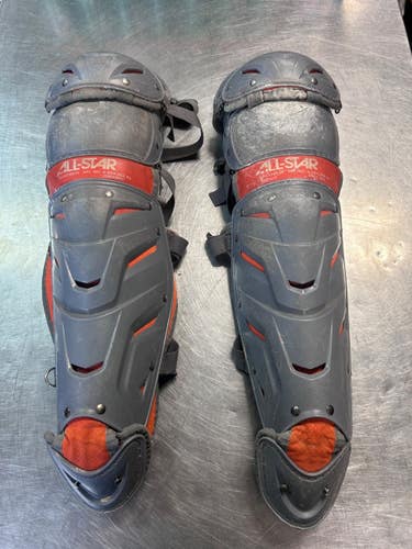 Used All Star SHIN GUARDS Catchers Leg Guards Grey Adult 11868-S000070450
