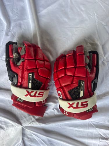 Cornell (number 22) STX Shield 500 Goalie Gloves (Used)