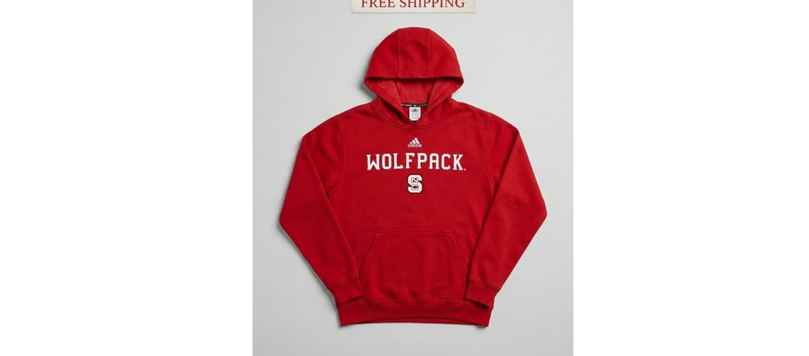 Adidas NCAA NC State Wolfpack Kids Medium Hoodie Red Pullover Sweatshirt