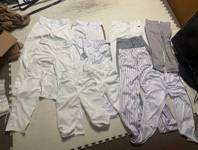 White and grey Mens L thru kids L Game Pants