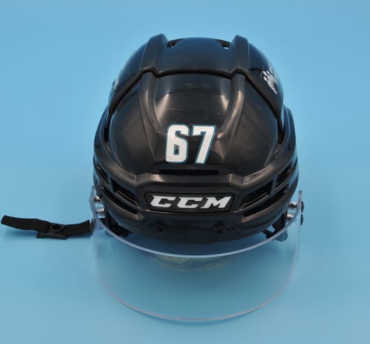 San Jose Cuda AHL Game-Used CCM Super Tacks X HTSPTX Black #67 Lucas Vanroboys Pro Stock Helmet M