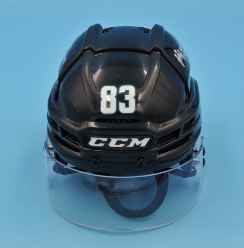 San Jose Cuda AHL Game-Used CCM Super Tacks X HTSPTX Black #83 Donavan Houle Pro Stock Helmet S