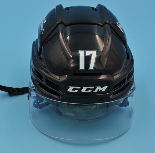 San Jose Cuda AHL Game-Used CCM Super Tacks X HTSPTX Black #17 Jarod Crespo Pro Stock Helmet M