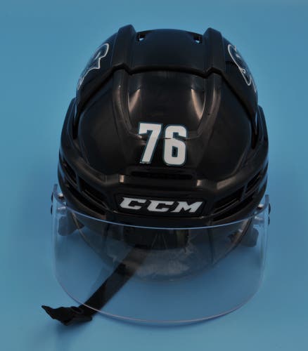 San Jose Cuda AHL Game-Used CCM Super Tacks X HTSPTX Black #76 Anthony Vincent Pro Stock Helmet M