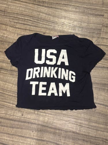 USA Drinking Team Crop Top Shirt Women’s Large