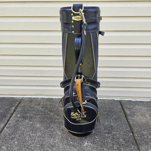Vintage Titleist Blue Gold Faux Alligator Leather Accent 6 Way Cart Golf Bag