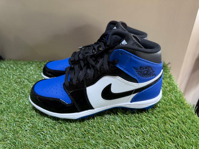 Nike Jordan 1 Mid TD Football Cleats Game Royal/Black Men's Size 9 FJ6805 401