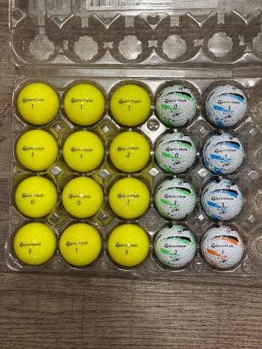 20 TaylorMade SpeedSoft Golf Balls - Yellow and Ink Design (5A MINT CONDITION)