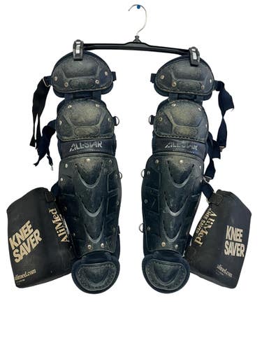 Used All Star LG79PS Catchers Leg Guards Navy Blue Youth 11692-S000153643