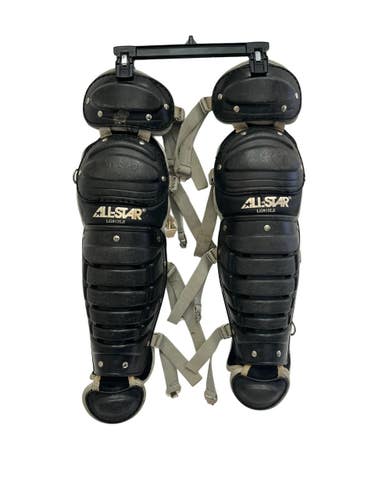 Used All-Star LG912LS Catchers Leg Guards Black Junior 11692-S000153639