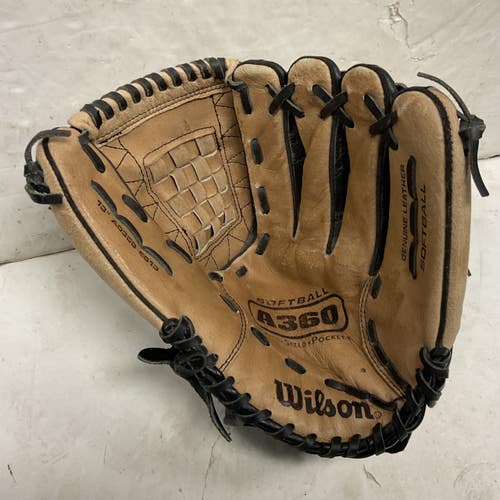 Used Wilson A360 Softball A0360 ES13 Slowpitch Glove RH Throw Black And Natural 13" 11855-S000206475