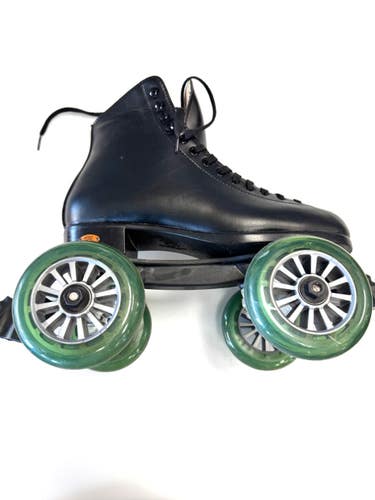 Used Riedell QUAD ROLLER POWERDYNE Senior Roller Quad Skates Black Senior 10 11860-S000311463