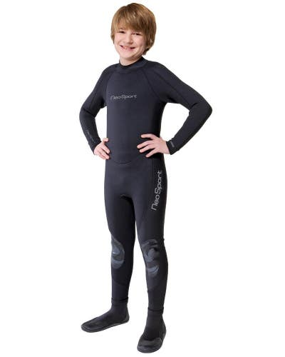 Neosport S830JB-01 One Piece Kids 14 Black Neoprene 3mm Zipper Wetsuit UPS1085