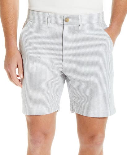 Weatherproof Vintage Shorts Men's 36 Gray White Striped Cotton 7" Inseam UPS1162